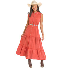 Panhandle Slim Ladies Rust Distressed Sleeveless Dress LWD1R08462