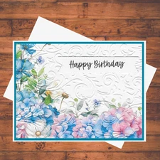 Hydrangea Embossed Card Kit: DIY Handmade Greeting Cards, Set of 6, w/ Envelopes