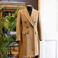 Business Men Overcoats Tweed Warm Long Wool Blend Coats Outwear Double Breasted