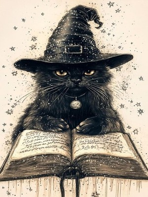 Diamond Painting Kits for Adults, Witchy Cat 5D Diamond Art Kits Full Drill Diam