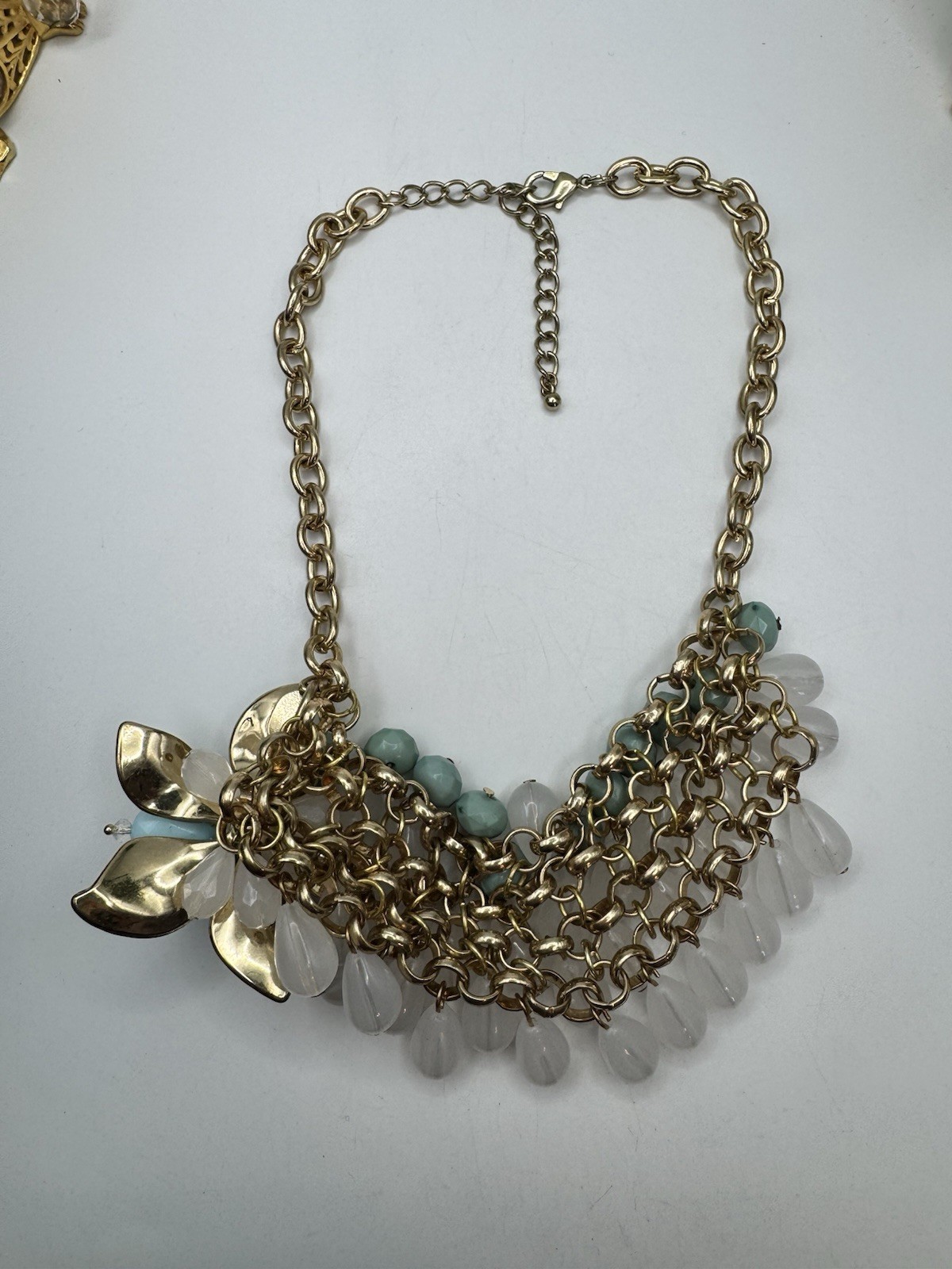 Stunning Dangling Beads Flower Statement Bib Chok… - image 8