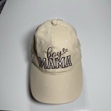 Beige Cotton Adjustable Baseball Cap Embroidered "Boy Mama" Text Heart Detail