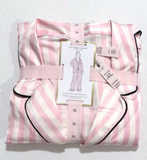 VICTORIA'S SECRET Pajama Women XL 2 Piece Glazed Satin Long Pajama Set Pink