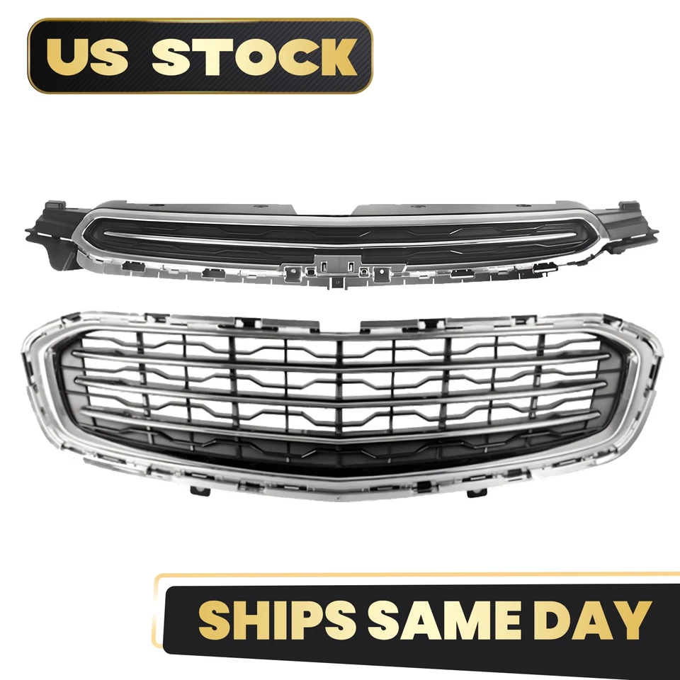 Front Bumper Upper & Lower Chrome Grille For 2015 Chevrolet Cruze 2016 Limited Foto 2 de 4