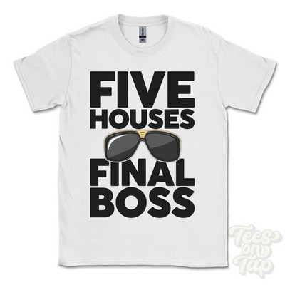 FIVE HOUSES FINAL BOSS T-SHIRT lustiges Weihnachtsgeschenk Shalfleet Isle of Wight England
