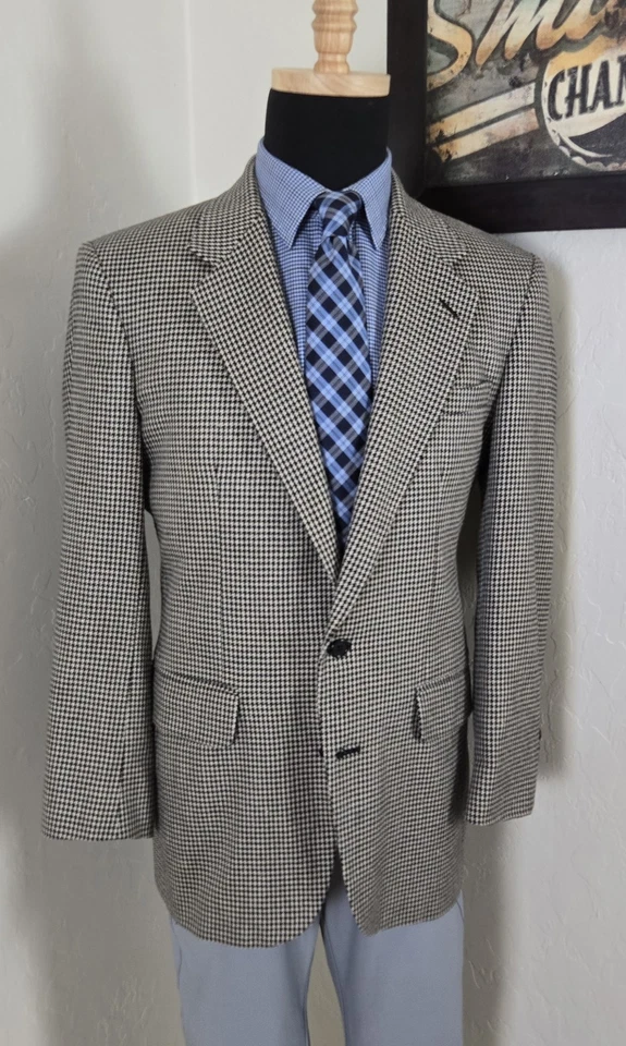Abrigo Deportivo Blazer Pata de Gallo Mini Traje Chaqueta Stafford 38R Tweed De Colección Foto 3 de 4