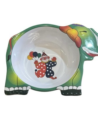 Trisa Elephant Shaped Bowl Clown Balloons Circus Theme Made in China Vtg