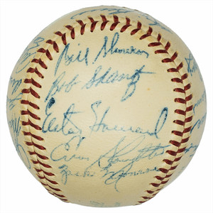 1958 WS Champion New York Yankees Signed Baseball JSA LOA (Mantle Club Signed)