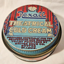 Early 1900s Theatrical Cold Cream Tin REXALL United Drug Company Screw On Lid
