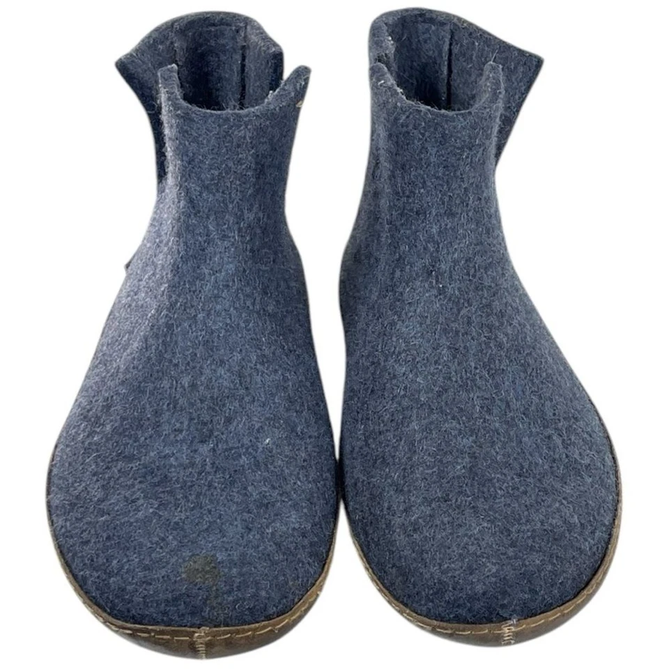 Glerups Hombre Talla 47-13 Azul Denim 100% Fieltro Lana Gruesa Zapatillas Botas Foto 4 de 4
