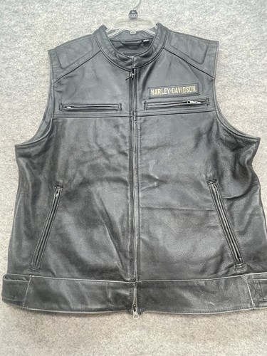 Harley Davidson Weste Herren XL Extra Large PASSING LINK Leder Motorrad Reißverschluss - Bild 2 von 12