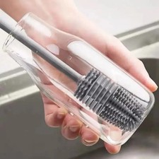 Long Handle Silicone Bottle Brush 360 Non Scratch Cup Glass Cleaner Brush