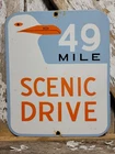 VINTAGE 49 MILE SCENIC DRIVE PORCELAIN SIGN OLD SAN FRANCISCO GOLDEN GATE BRIDGE