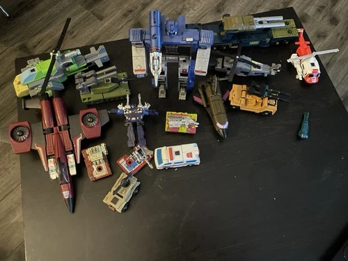 VINTAGE 1980's LOT  HASBRO TRANSFORMERS TOYS JETS CARS TANKS ETC