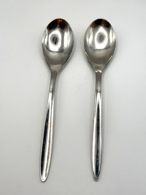Vintage Sears Tradition RONVIK Stainless 9'' Serving Spoons - Pair of 2 MCM USA