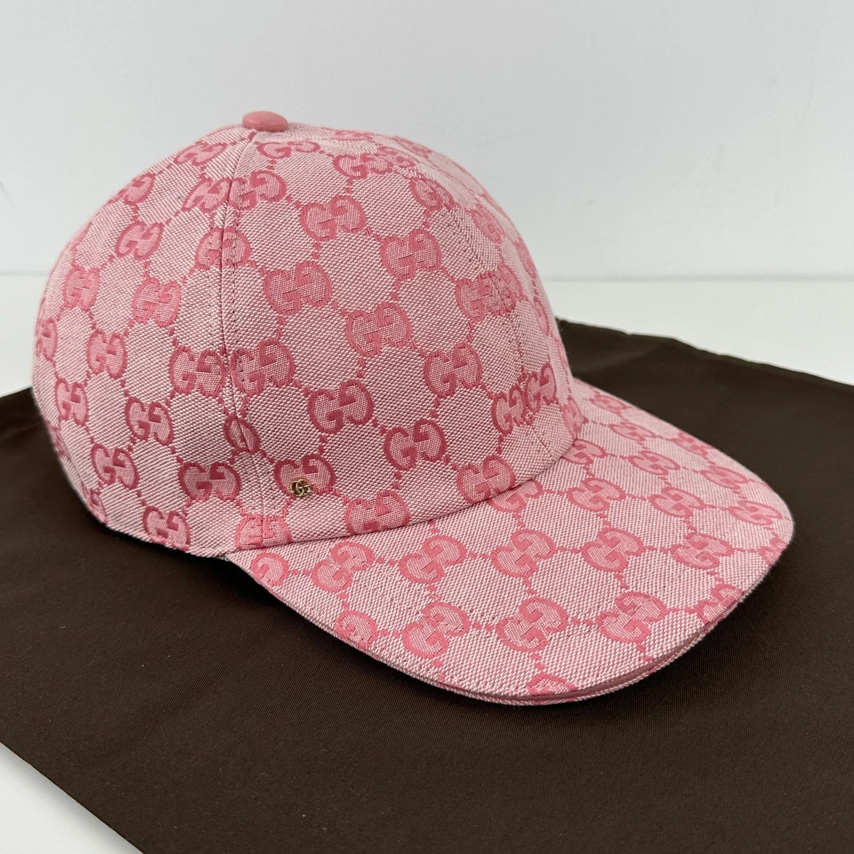 NWT GUCCI HAT BASEBALL CAP PINK COTTON w LOGO EMBROIDERY UNISEX sz M Gucci Gucci Pink Baseball Cap unisex | Grailed main image 4