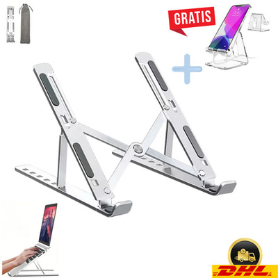 Laptop Stand Aluminium Tablet Notebook Holder PC Mount + Mobile Phone Holder