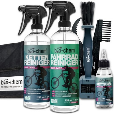 bio-chem Fahrradpflege Set 7-tlg   Reiniger, Entfetter, Kettenöl & Zubehör