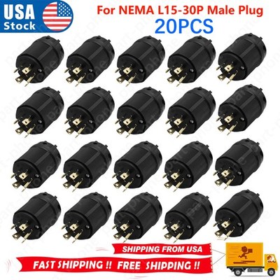 #ad 20PCS For NEMA L15 30P Male Plug 30A 250V Locking Generator Plug L15 30 $99.99
