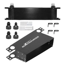Universal Transmission Oil Cooler 10 Row 10AN Aluminum Engine Cooling Kit Black