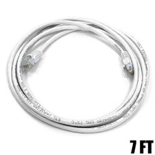 7FT CAT5e RJ45 Network Ethernet LAN Patch Cable UTP Stranded Copper 24AWG White