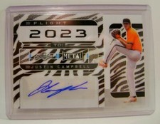 JUSTIN CAMPBELLT1/1 ZEBRA FLIGHT 2023 AUTO AUTOGRAPHED LEAF METAL BASEBALL 2022