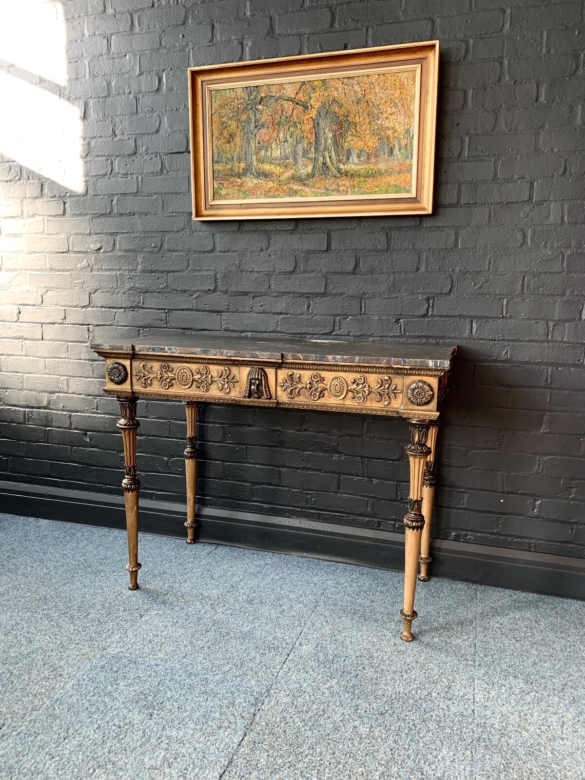 Antique Gilt Wood Console Table eBay