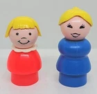 Vintage Fisher Price Little People Lot Of 2 Mom Lady Girl Blonde Red Blue