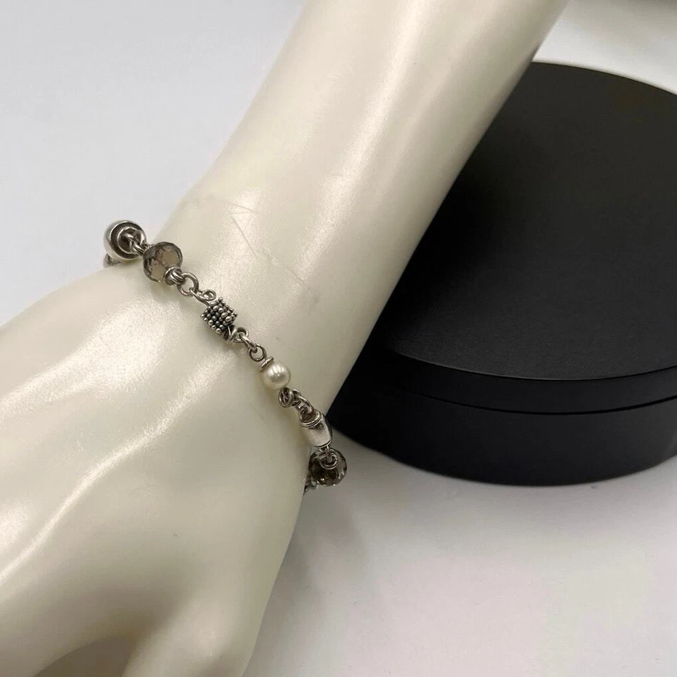 Pulsera de palanca Michael Dawkins 925 esterlina 14K cuentas rondel perlas de agua dulce Foto 4 de 4