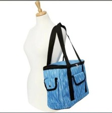 HOME ESSENTIALS Blue & White Rectangle Insulated Tote Bag New 