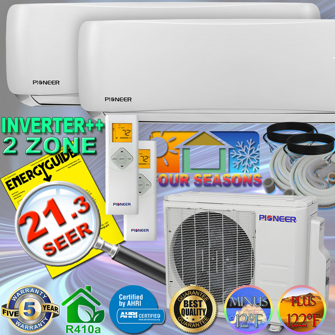 Pioneer WYS020GMHI22M2 Multi Split Heat Pump Dual Zone Air Conditioner -  White for sale online | eBay
