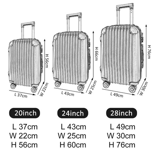2/3PCS Luggage Set Suitcase ABS Lightweight Trolley Travel Cabin Case 4 Wheel - Picture 11 of 23