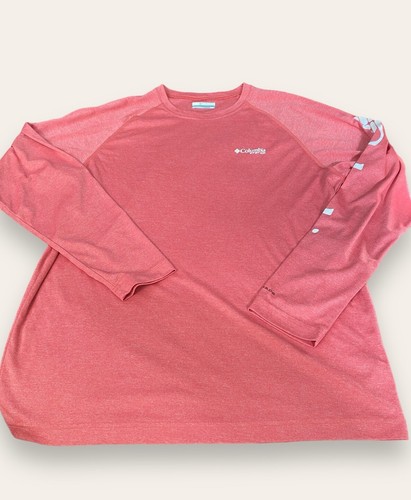 Columbia Shirt Men’s Medium Red PFG Omni Shade Long Sleeve Fishing SPF