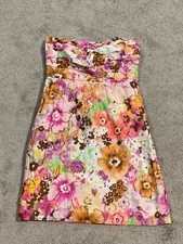 J. Crew Strapless Dress Womens Size 4 Pink Floral Layered Bodice A-Line Lined