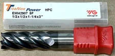 YG-1 TitaNox Power HPC 1/2 x 1/2 x 1-1/4 x 3 Carbide End Mill, 5 Flute, Square