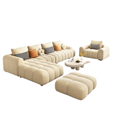 Sofa living room fabric small apartment simple modern household cream wind sofa