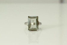Light Green Rectangle CZ 925 Sterling Silver Size 9.25 Ring 6.5 Grams RIN9034 