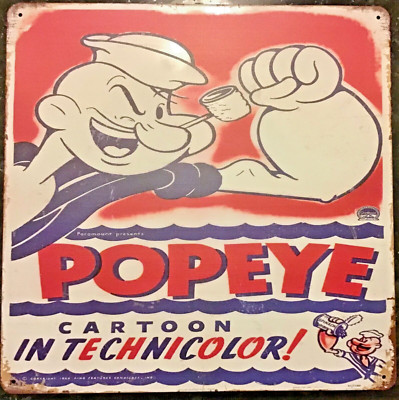 TIN SIGN square 12x12 new Popeye the sailor man comic book cartoon spinach