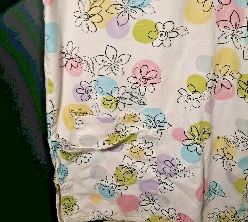 HQ скраб верхний женщин маленький цветочный медсестра скрабы розовый фиолетовый желтый медицинский ветеринар - Изображение 4 из 4