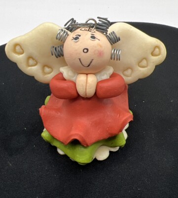 Molded Clay Art Praying Christmas Angel with Halo Ornament Transfar Int'l Corp.