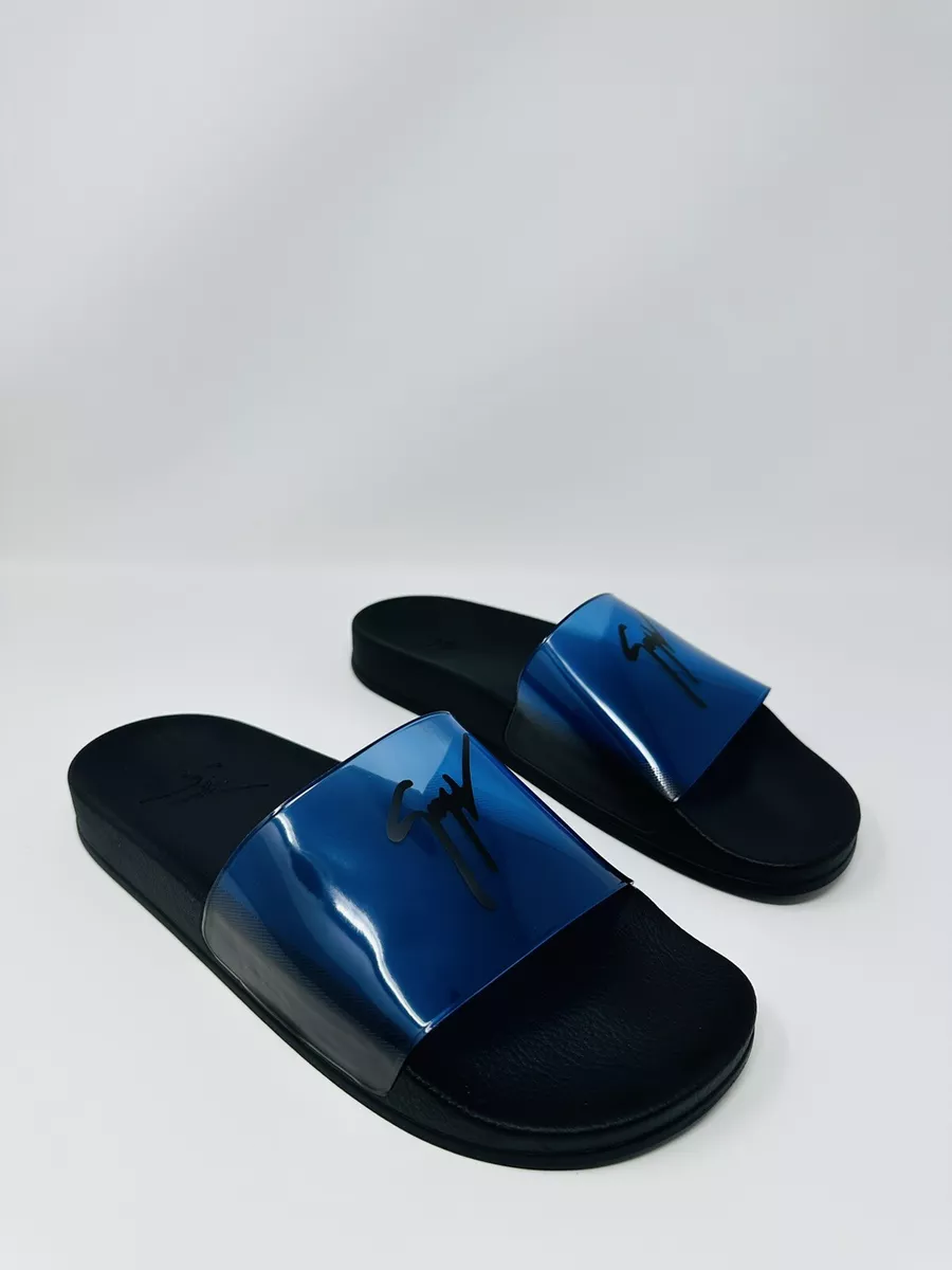 Giuseppe Zanotti Burlin Spurgle Slide Sandals Black Blue 42