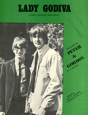 PETER & GORDON : Lady Godiva   : original SCANDINAVIA 60's Sheet Music