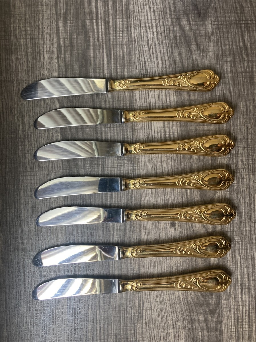 Lot of 7 Rostfrei Solingen SBS Gold Tone Handles Vintage Lot of 7 Rostfrei Solingen SBS Gold Tone Handles Vintage