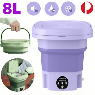 #ad 8L Foldable Washing Machine Portable Bucket Washer Spin Dryer Travel Clothes AU AU $56.69
