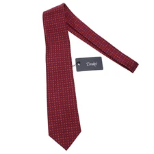 Drake's NWT Neck Tie in Red w/ Blue & Yellow Floral / Square Pattern 100% Silk