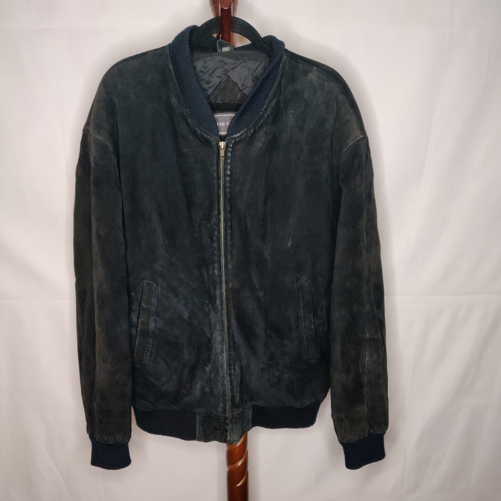 XLT lined leather jacket black full zip 