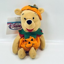 Disney Store Winnie the Pooh Pumpkin Bean Bag Plush 8  Halloween Stuffed Animal