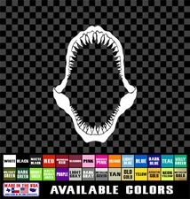 Shark Jaws Decal Skeleton Teeth Bone Sticker Bite Attack Open Horror Ocean Sea