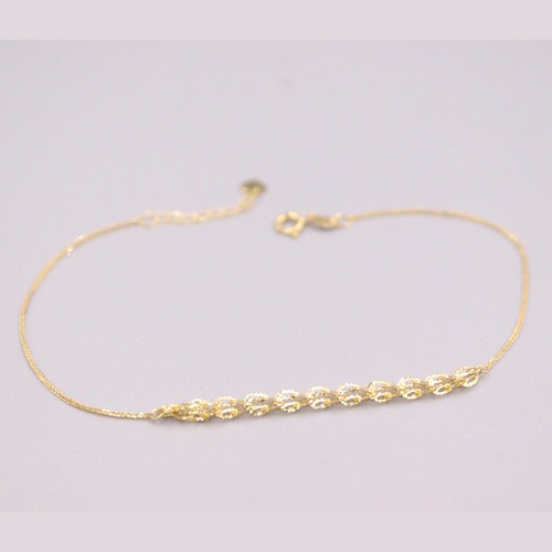 New  18K Yellow Gold Bracelet For Woman 7.48inch 2.5mm Feather Chain THIN - Picture 4 of 5