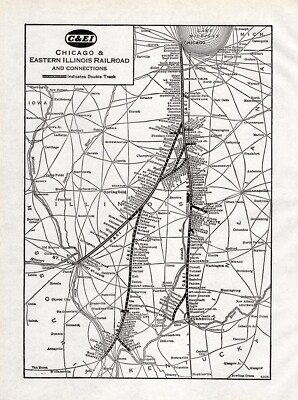 1940 Antike Chicago & Eastern Illinois Eisenbahnkarte Vintage Eisenbahnkarte 629